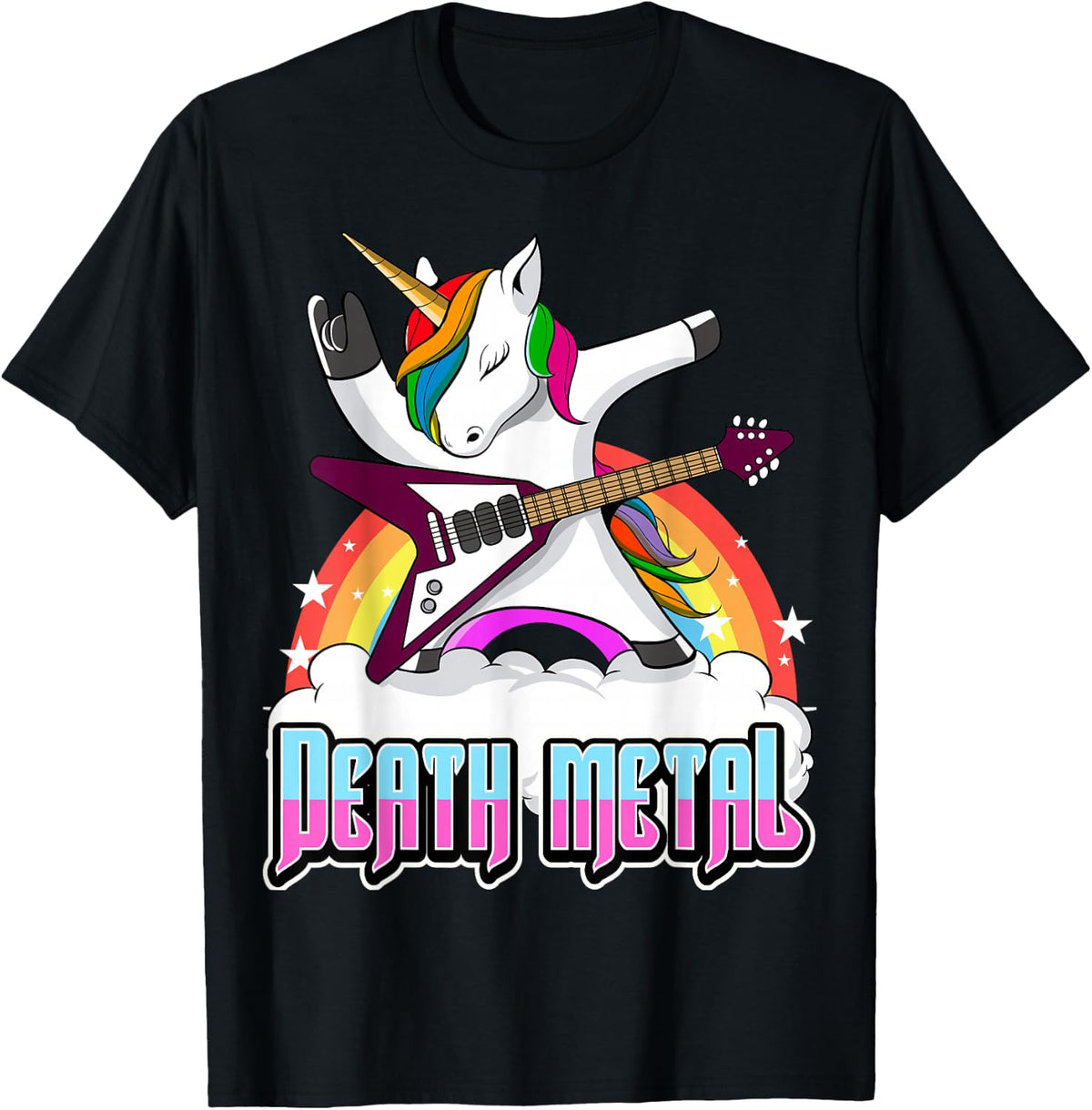 Death Metal Unicorn Heavy Metal Hard Rock T-Shirt - Black