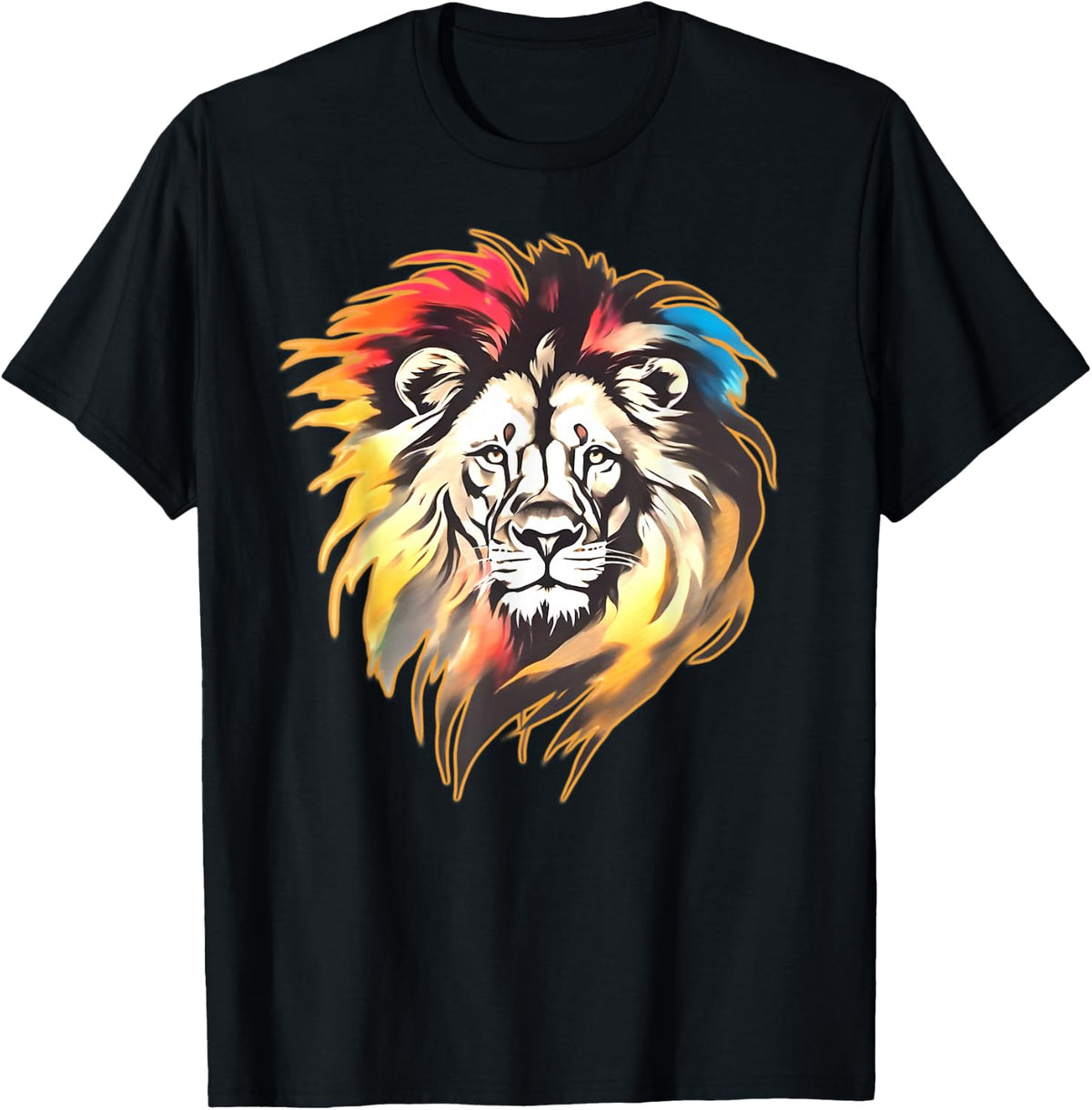 Lion x Rasta Colorful Lion T-Shirt - Black