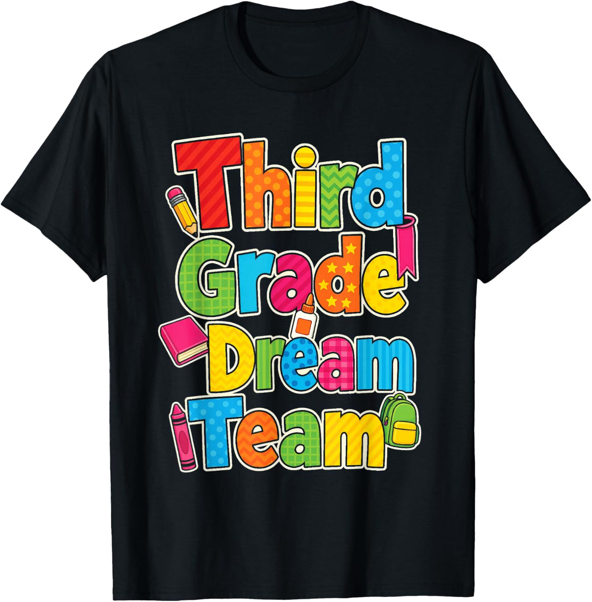 Third Grade Dream Team Matching School Squad First Day T-Shirt - Black