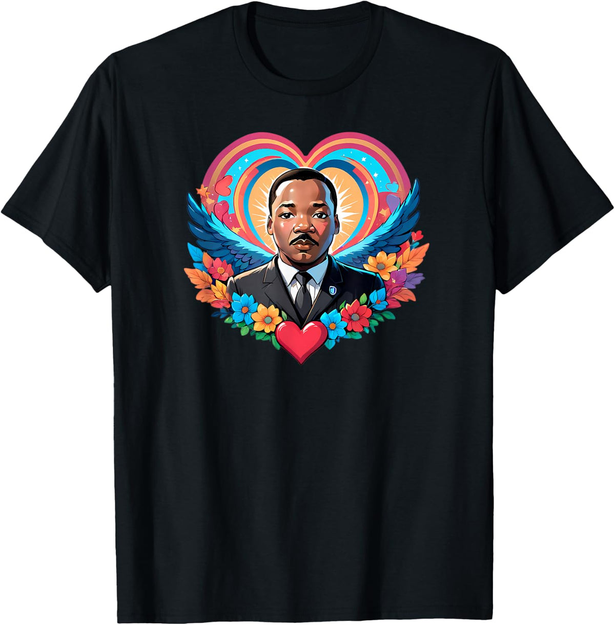 Martin Luther King Jr. Heart - Love, Unity, and Justice T-Shirt - Black