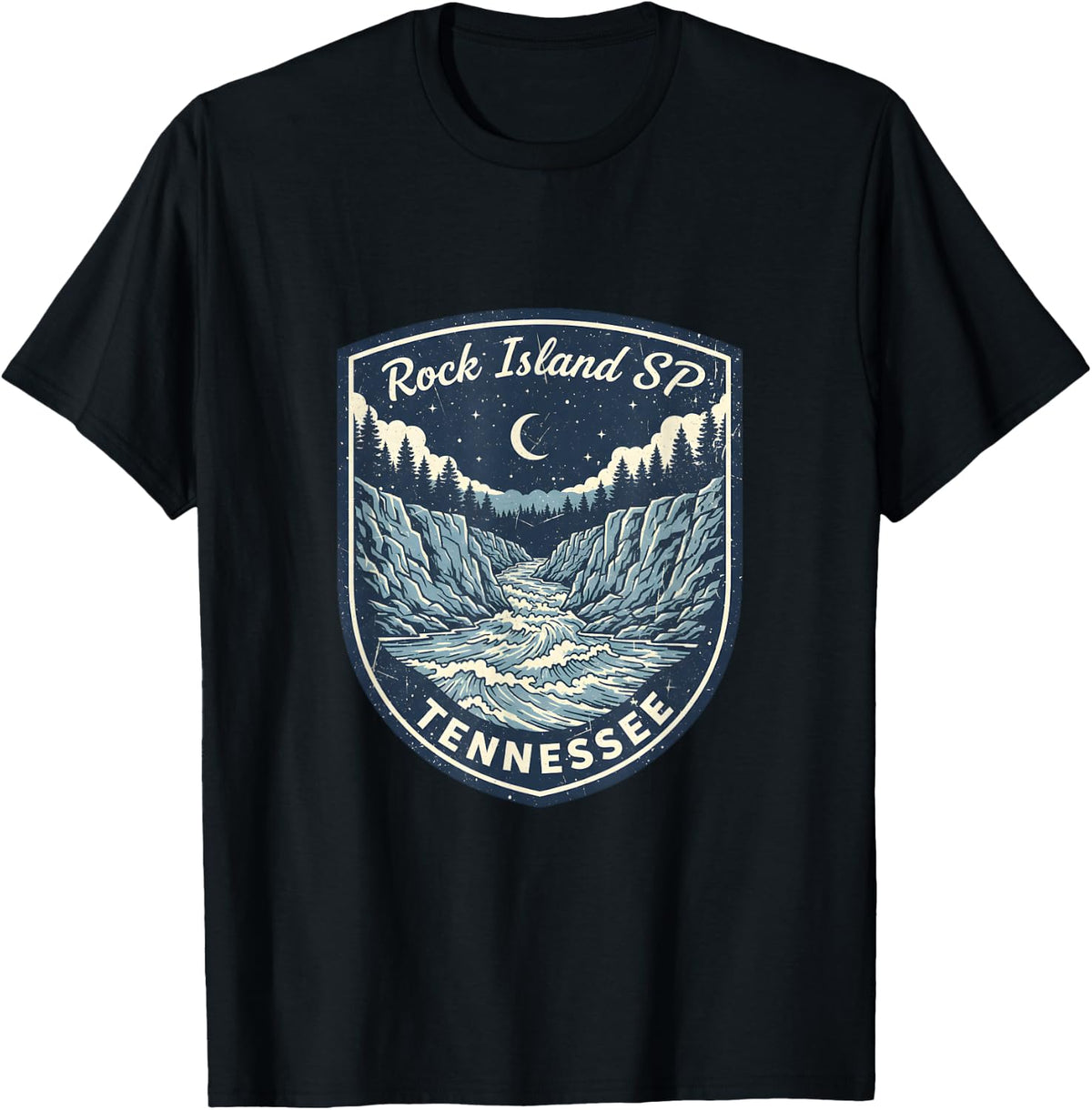 Rock Island State Park Tennessee River Rapids Nature T-Shirt - Black