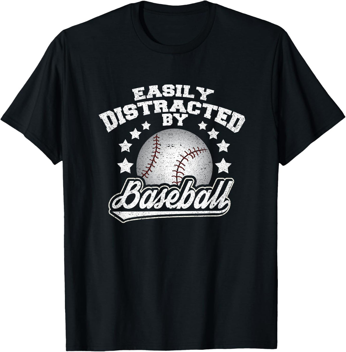 Easily Distracted By Baseball Shirt T-Shirt - Black