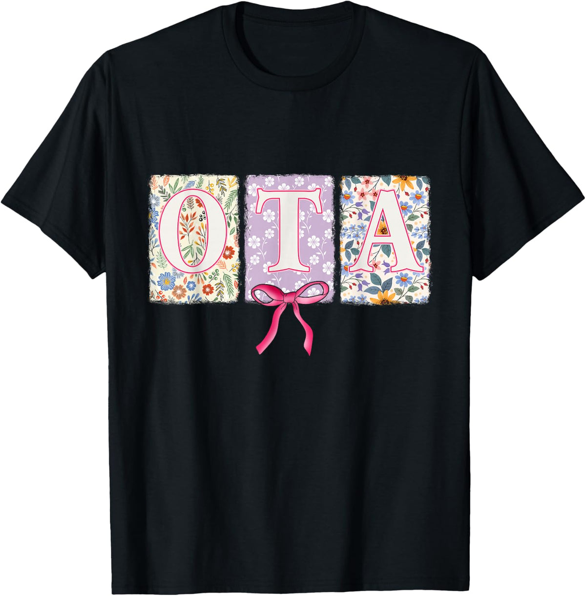 OTA Occupational Therapy Assistant Floral Coquette Bow Women T-Shirt - Black
