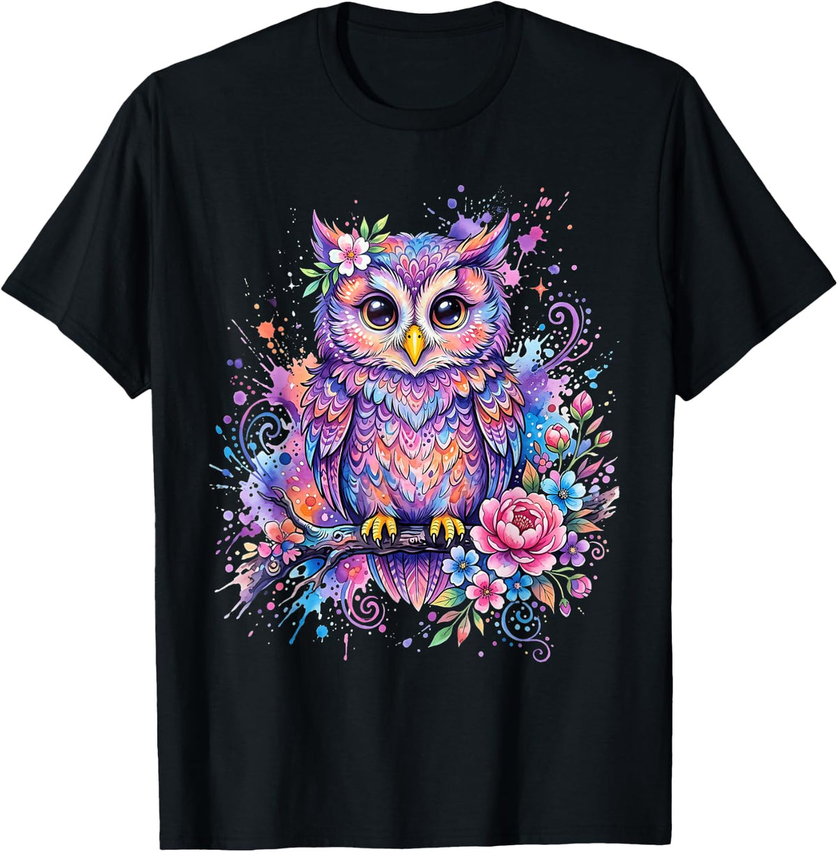 Owl Art T-Shirt - Black
