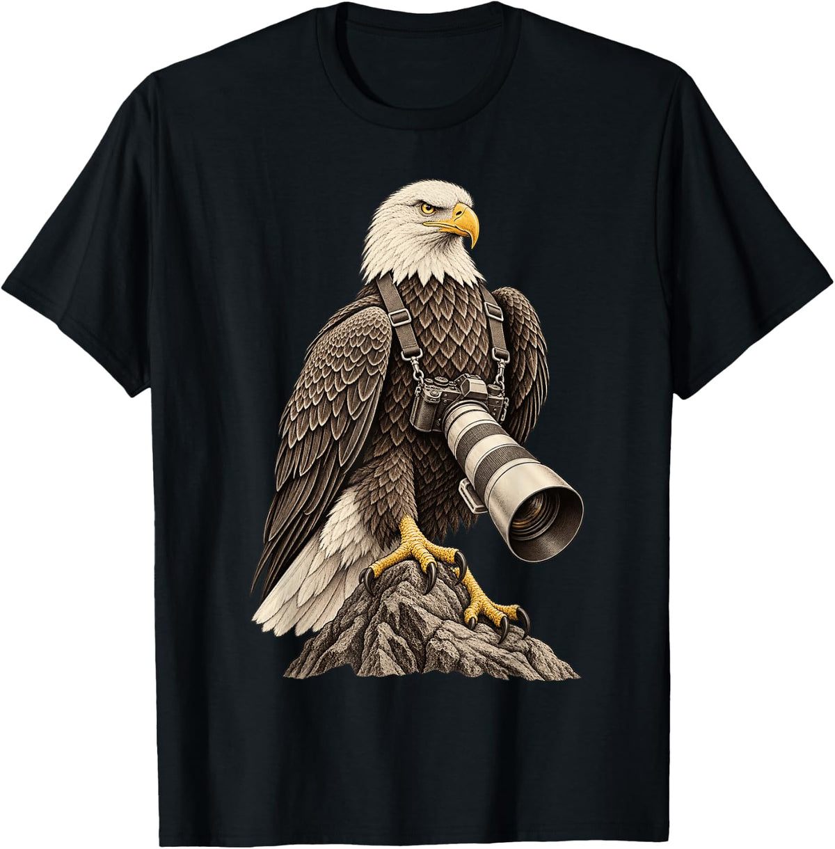 Funny Bald Eagle Photographer Wildlife Bird Photography T-Shirt - Black