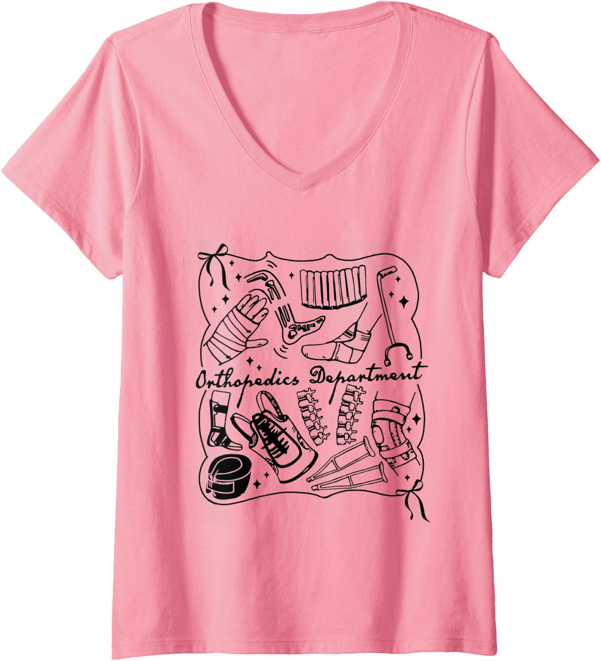 Women's Women Orthopedics Department Orthopedics Surgeon Ortho Squad V-Neck T-Shirt - Pink