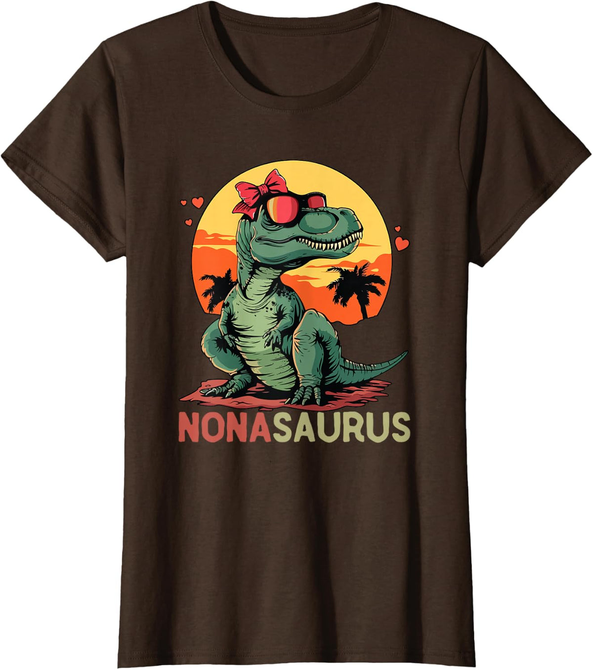Nona-Saurus T-Rex Dino Dinosaur NonaSaurus Funny Trex T-Shirt - Brown