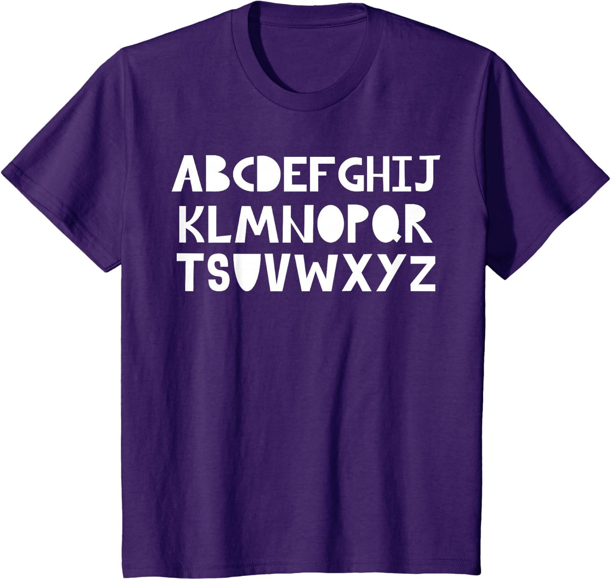 Alphabet ABC Decorative Letters Scandinavian Learning T-Shirt - Purple