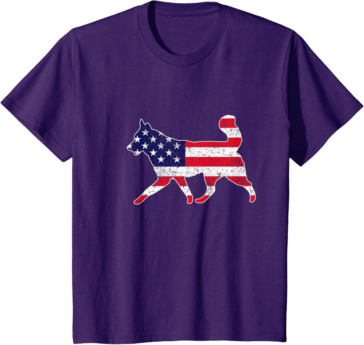 4th Of July Siberian Husky Dog Graphic Patriotic USA Flag T-Shirt - Purple