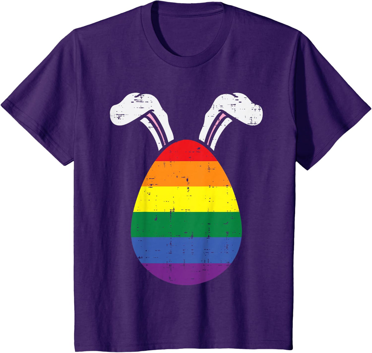 Rainbow Flag Egg Bunny Ears Gay Pride Easter LGBT Gift T-Shirt - Purple