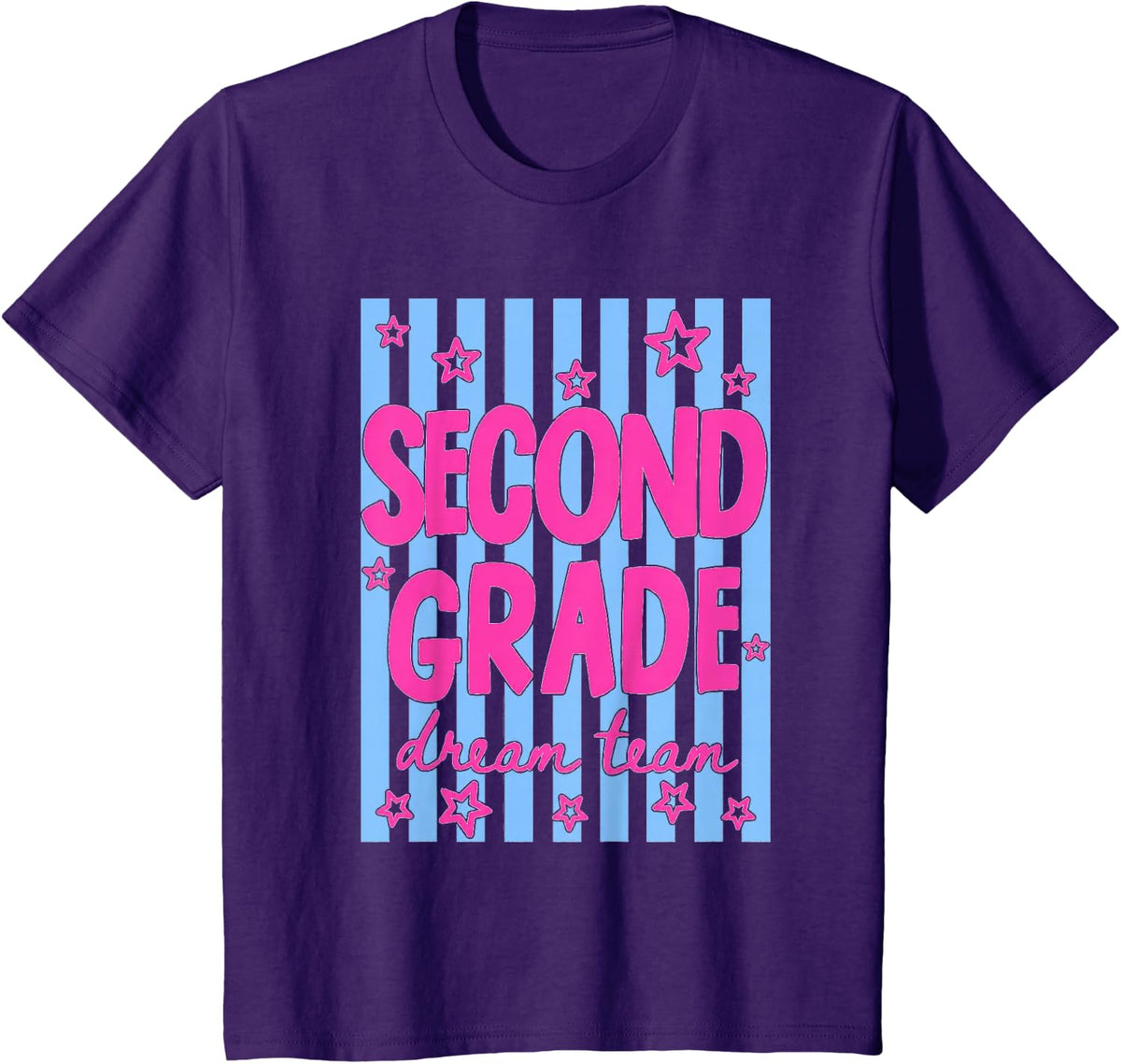Second Grade Teacher Dream Team T-Shirt Tee 2nd Grade Elementary School Tees T Shirts - Purple