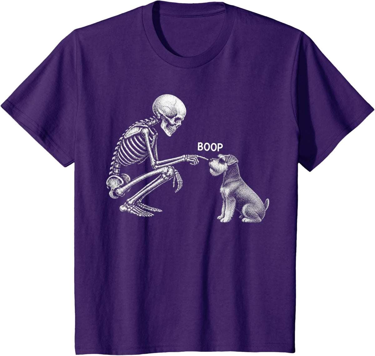 Skeleton Boop Miniature Schnauzer Dog Nose Vintage Halloween T-Shirt - Purple