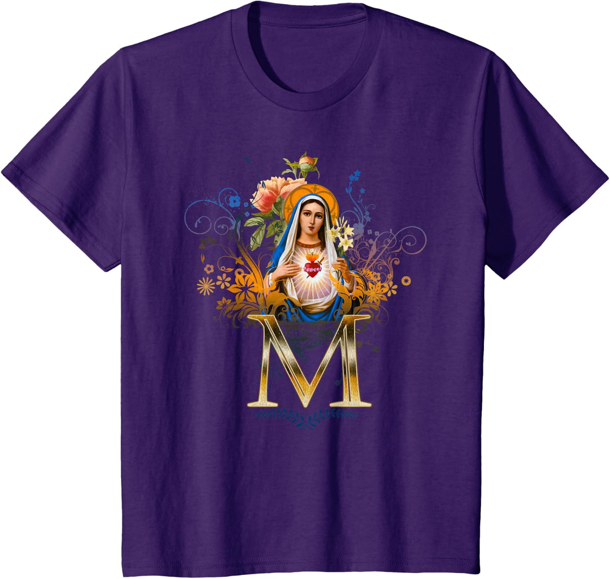 Immaculate Heart of Mary Devotion Gifts Catholic T-Shirt - Purple