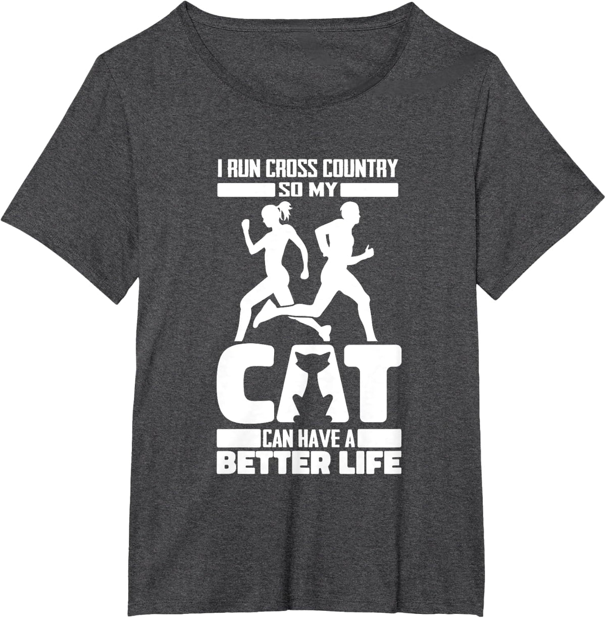 Marathon Cat Trail Runner - Endurance Running Men Women T-Shirt - Dark Heather Grey