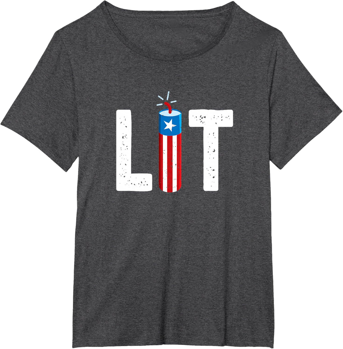 Let's Get Lit Fireworks Funny Mens 4th of July Patriotic USA T-Shirt - Dark Heather Grey