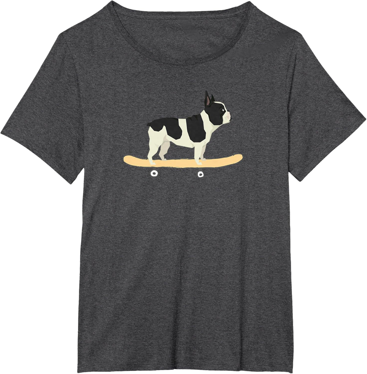 Funny Skateboarding French Bulldog Puppy Gift T-Shirt - Dark Heather Grey