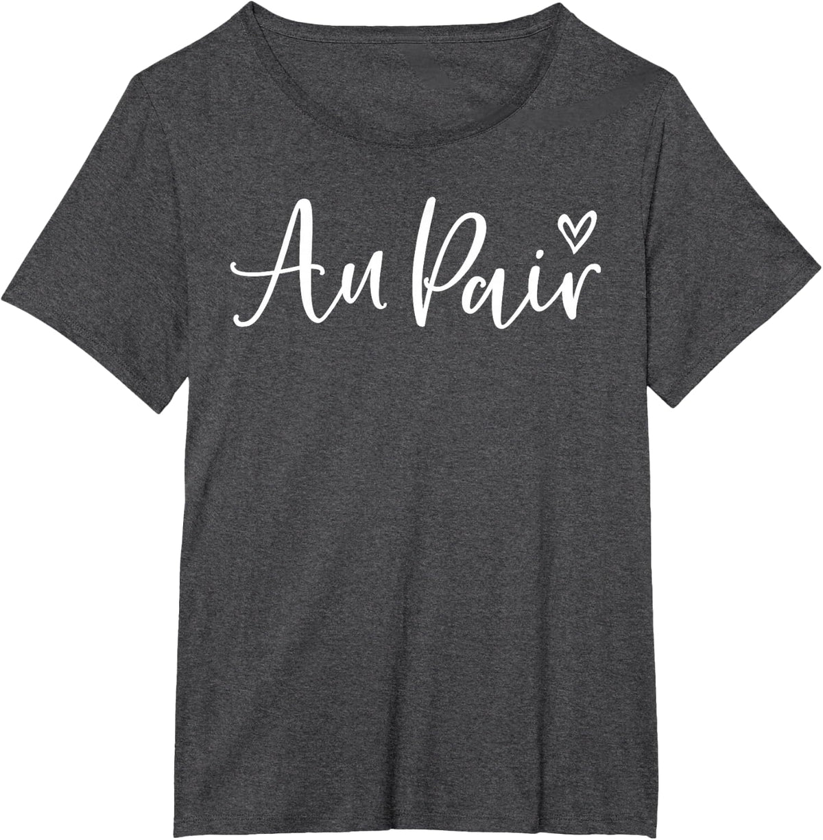 Cute Au Pair Design with Heart T-Shirt - Dark Heather Grey