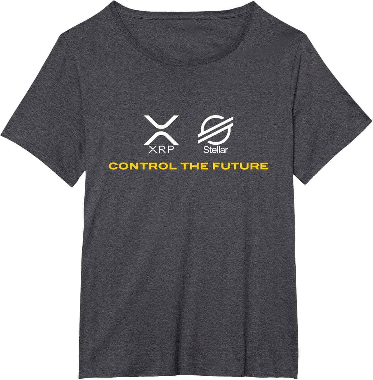 Cryptocurrency t-Shirt XRP XLM Coin Control The Future T-Shirt - Dark Heather Grey