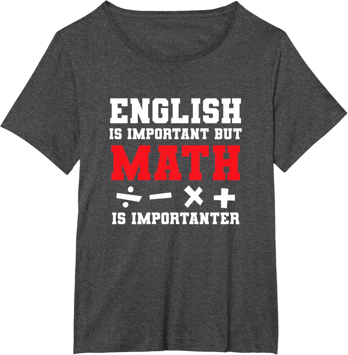 Math Joke English Is Important But Math Is Importanter Math T-Shirt - Dark Heather Grey