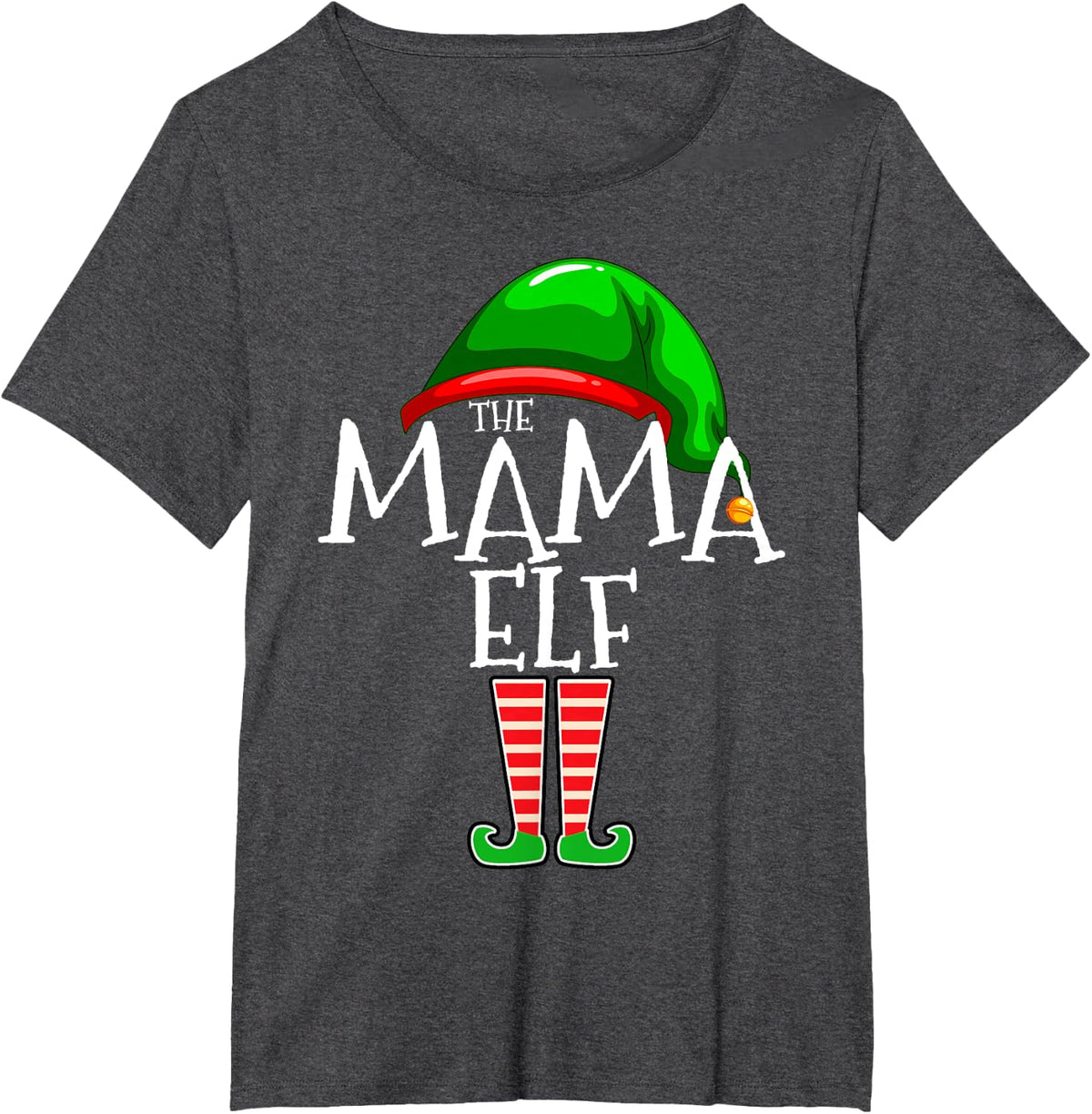 Mama Elf Family Matching Group Christmas Gift Grandma Mom T-Shirt - Dark Heather Grey