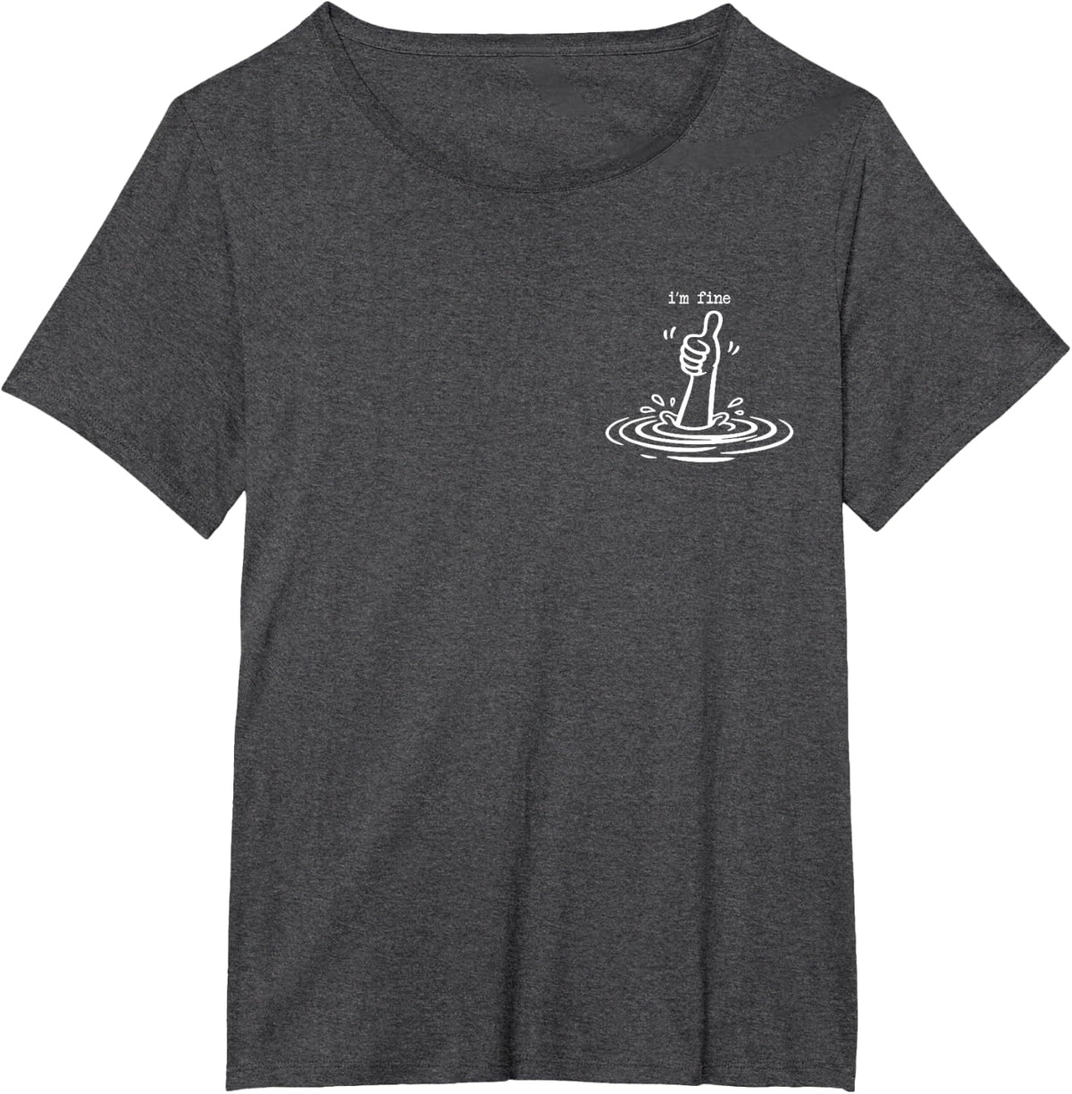 I'm Fine Minimalist Thumbs Up Sarcastic Stress Humor Graphic T-Shirt - Dark Heather Grey
