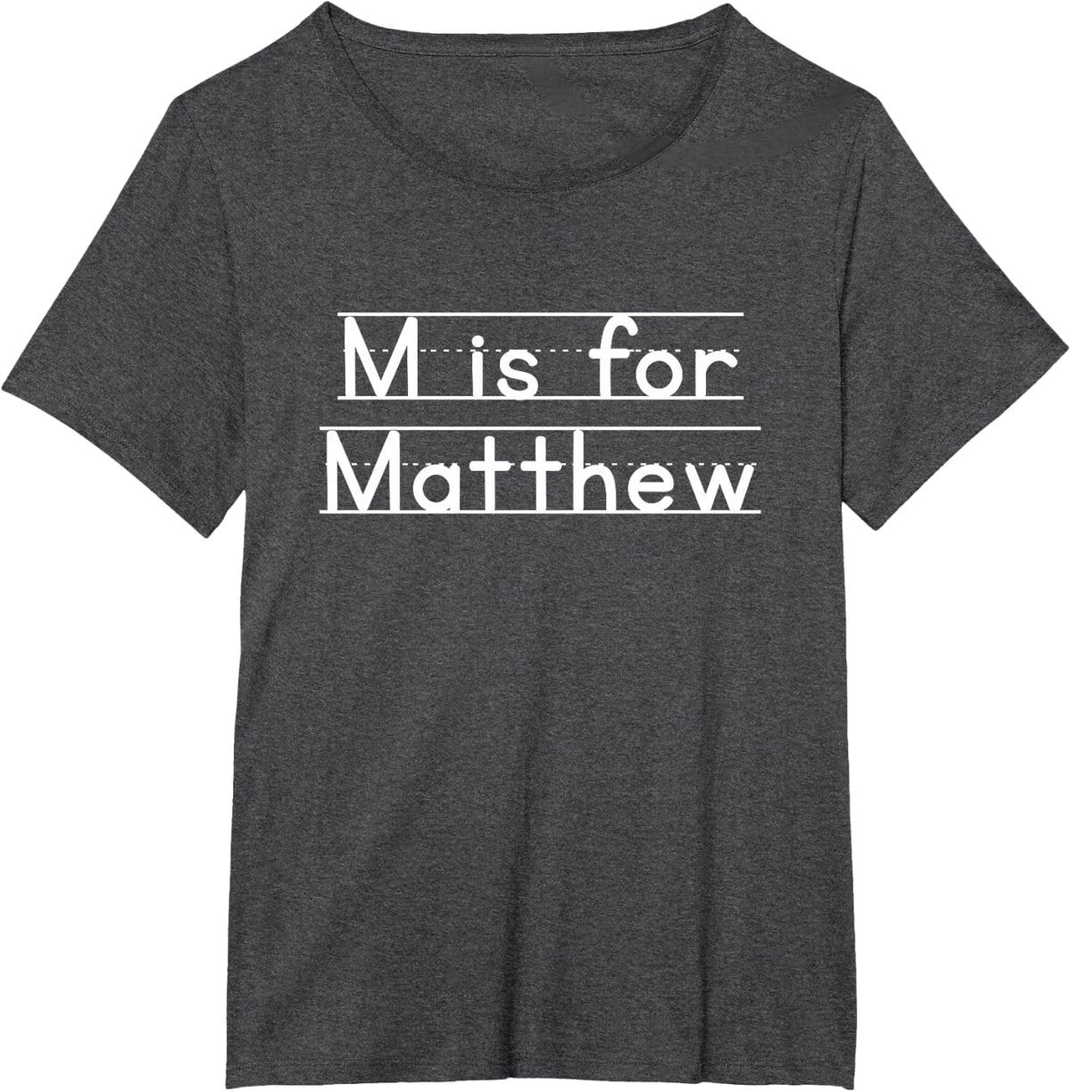 Back To School M Is for Matthew First Day Kids Design Fun T-Shirt - Dark Heather Grey