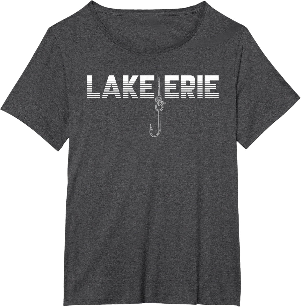 Lake Erie Shirt with a Walleye Hook Design Makes nice Gift T-Shirt - Dark Heather Grey
