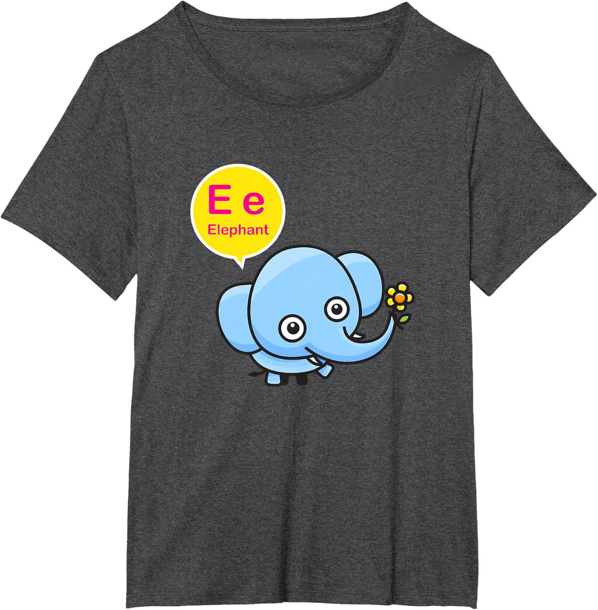 "E is for Elephant" Letters of the Alphabet T-Shirt T-Shirt - Dark Heather Grey