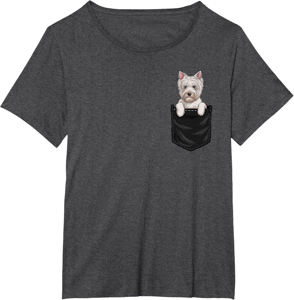 Funny West Highland White Terrier Westie In Pocket Dog Mom Men Women Girls Kids T-Shirt - Dark Heather Grey