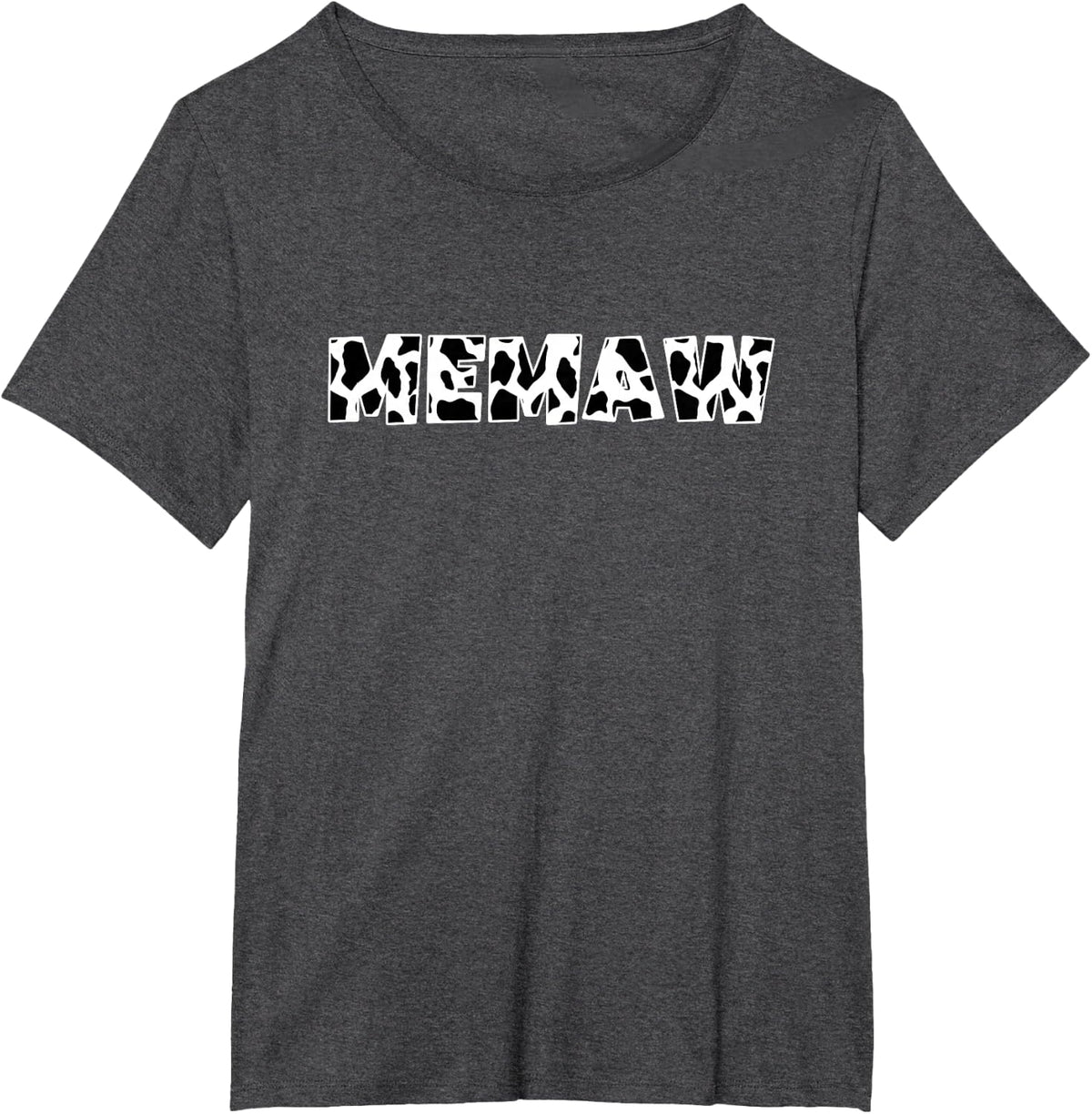 Memaw Cow Print Animal Pattern Farmer Farm Grandma Funny T-Shirt - Dark Heather Grey