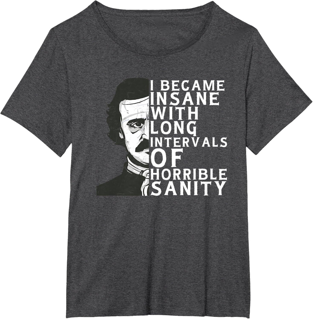 Goth Edgar Allan Poe I became insane Literary funny T-Shirt - Dark Heather Grey