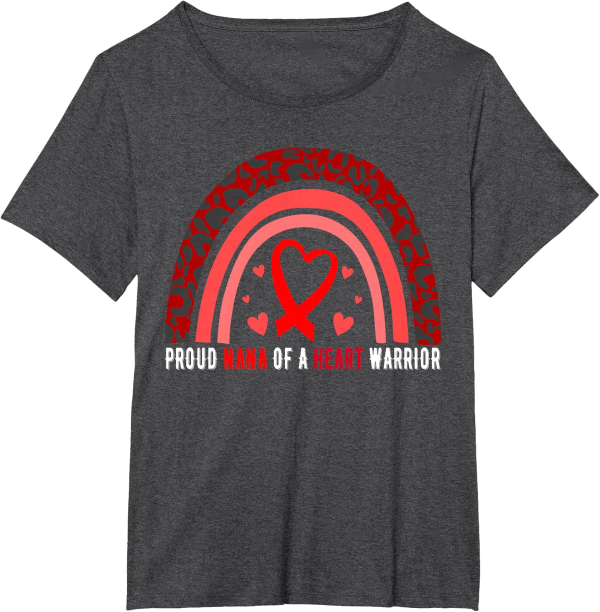 Proud Nana Of A Heart Warrior CHD Awareness T-Shirt - Dark Heather Grey