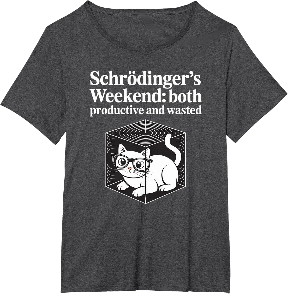 Schrodinger's weekend productive and wasted, quantum physics T-Shirt - Dark Heather Grey