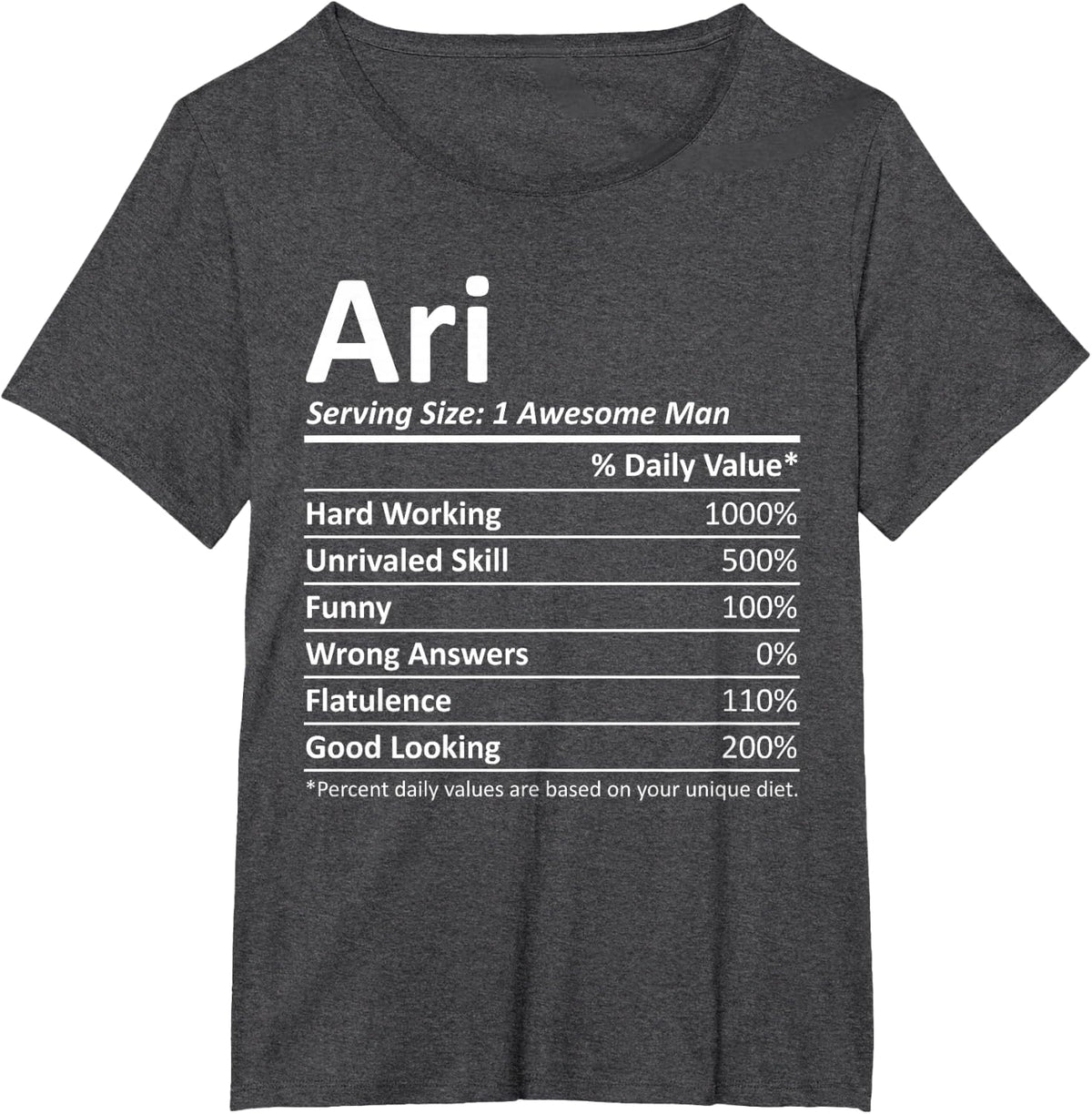 ARI Nutrition Funny Birthday Personalized Name Gift Idea T-Shirt - Dark Heather Grey