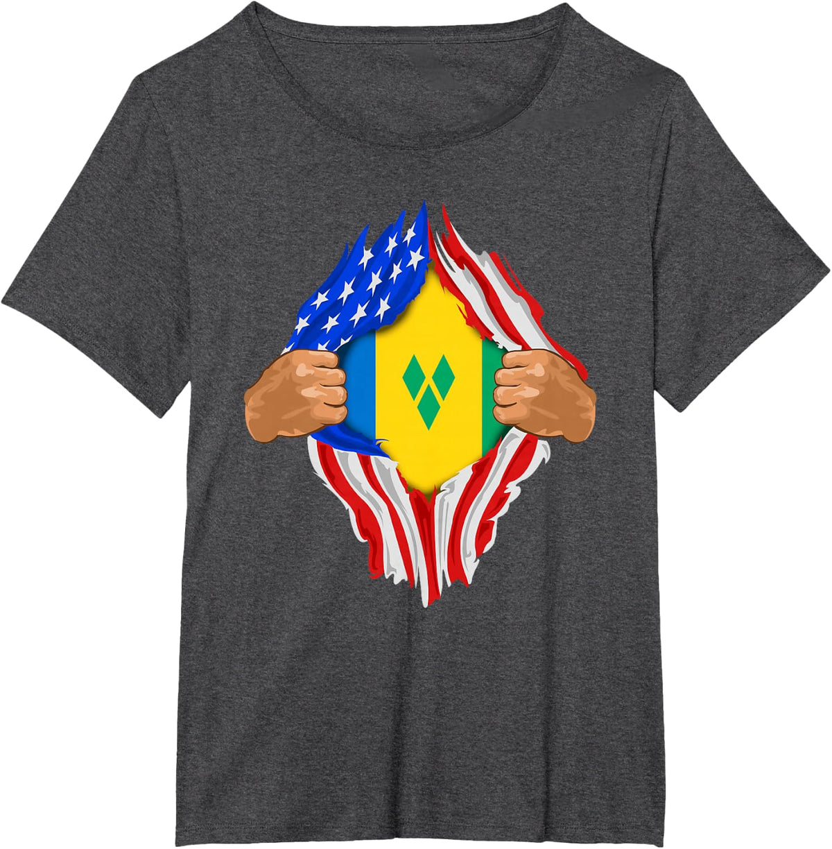 Saint Vincent and The Grenadines Blood Inside Me | Flag Gift T-Shirt - Dark Heather Grey