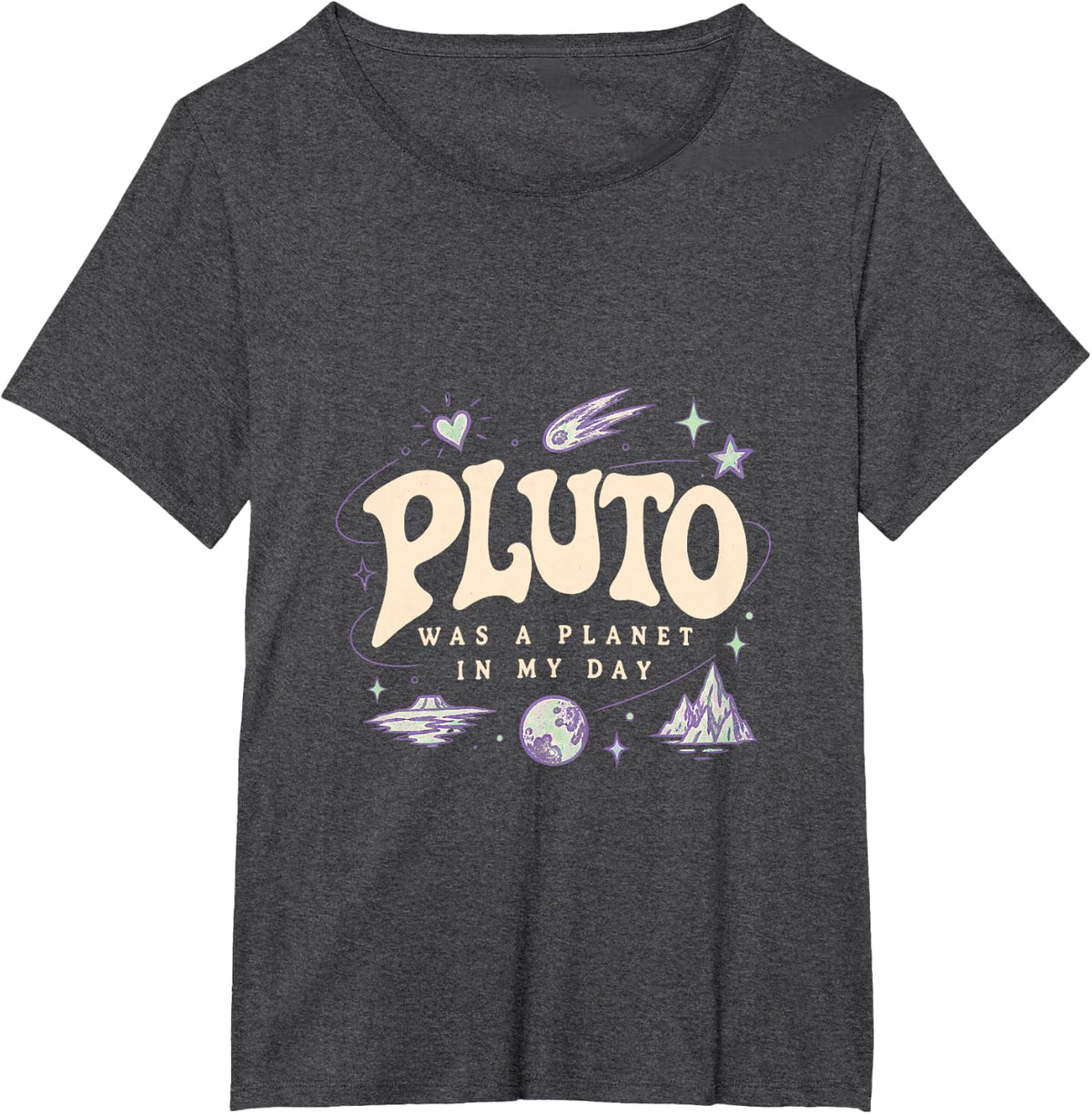 Pluto was A Planet in My Day Retro Funny Space T-Shirt - Dark Heather Grey