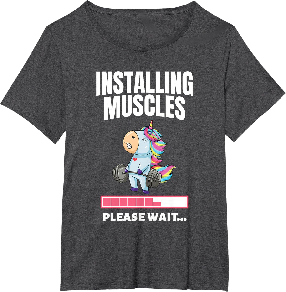 Installing Muscles Unicorn Weight Lifting Fitness Motivation T-Shirt - Dark Heather Grey