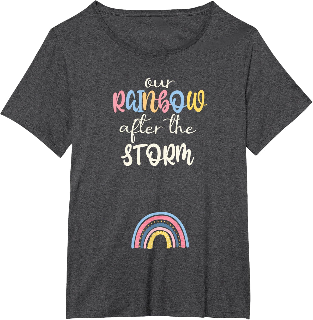 Rainbow After The Storm Pregnancy announcement Mom To Be T-Shirt - Dark Heather Grey