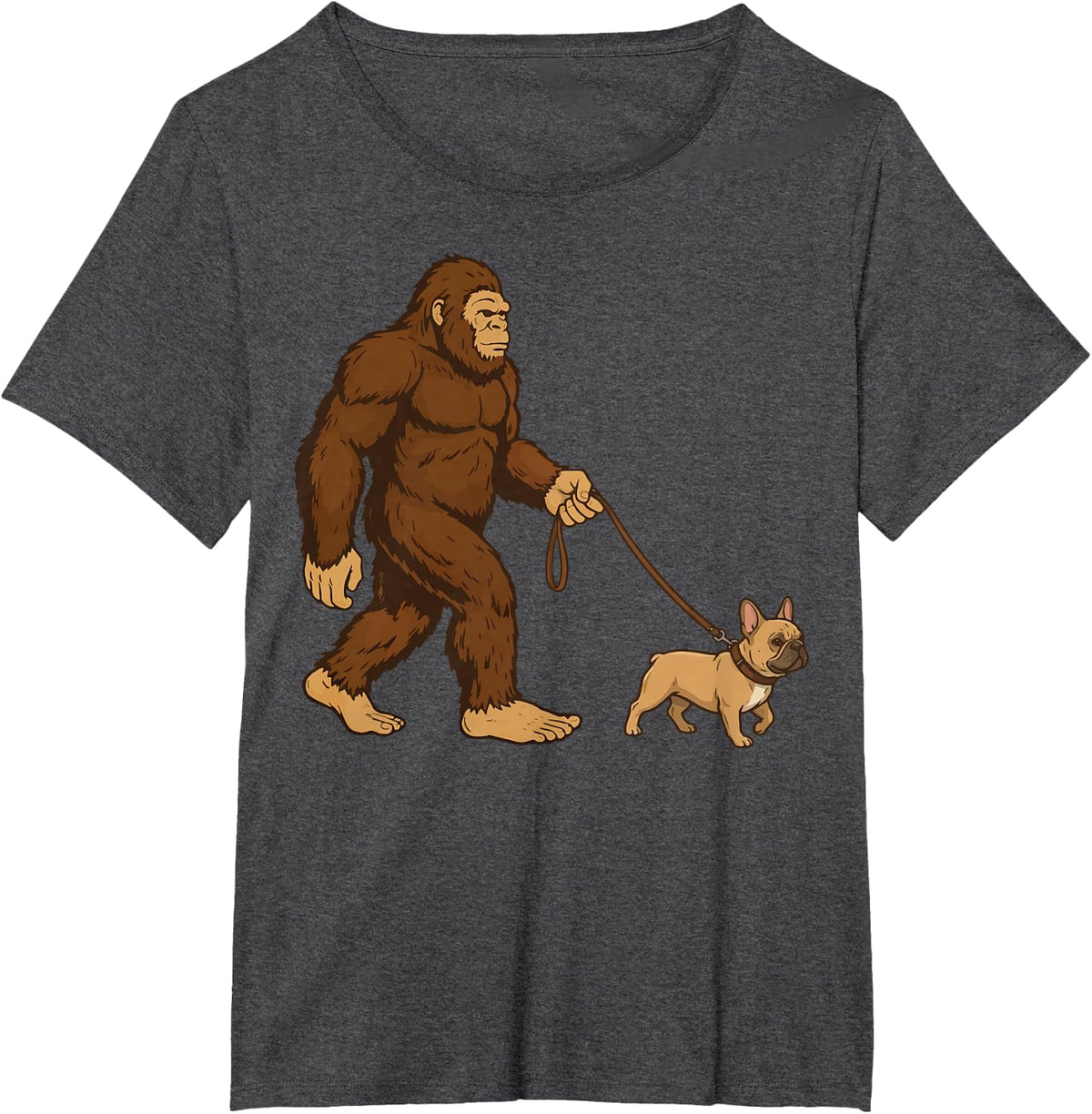Bigfoot French Bulldog Frenchie T-Shirt - Dark Heather Grey
