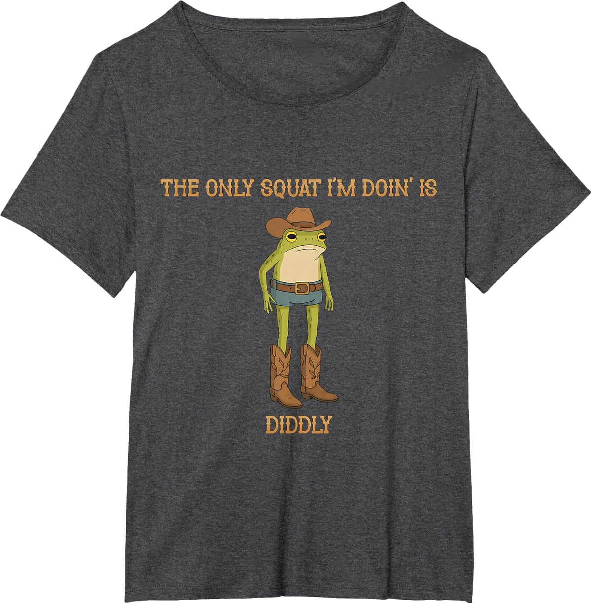 Vintage Funny The Only Squat I'm Doing is Diddly Frog Meme T-Shirt - Dark Heather Grey