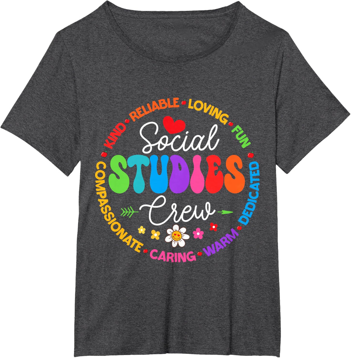 Social Studies Crew Teacher Back to School First Day T-Shirt - Dark Heather Grey