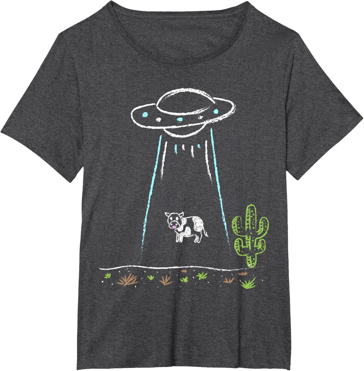 Hippie Cow Alien Abduction T-shirt | Funny Roswell, NM Shirt T-Shirt - Dark Heather Grey