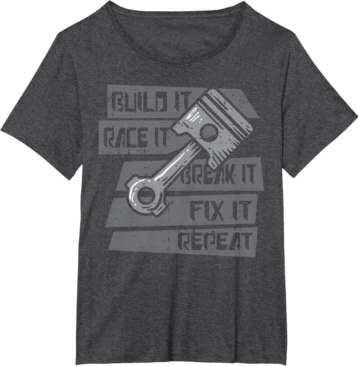 Build Race Break Fix It Repeat Auto Mechanic Men Boys Kids T-Shirt - Dark Heather Grey
