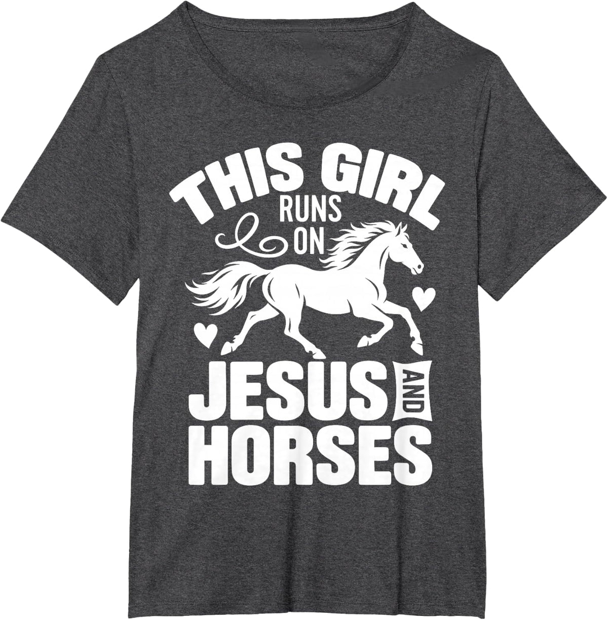 I Love Jesus and Riding Horses Christian T-Shirt - Dark Heather Grey