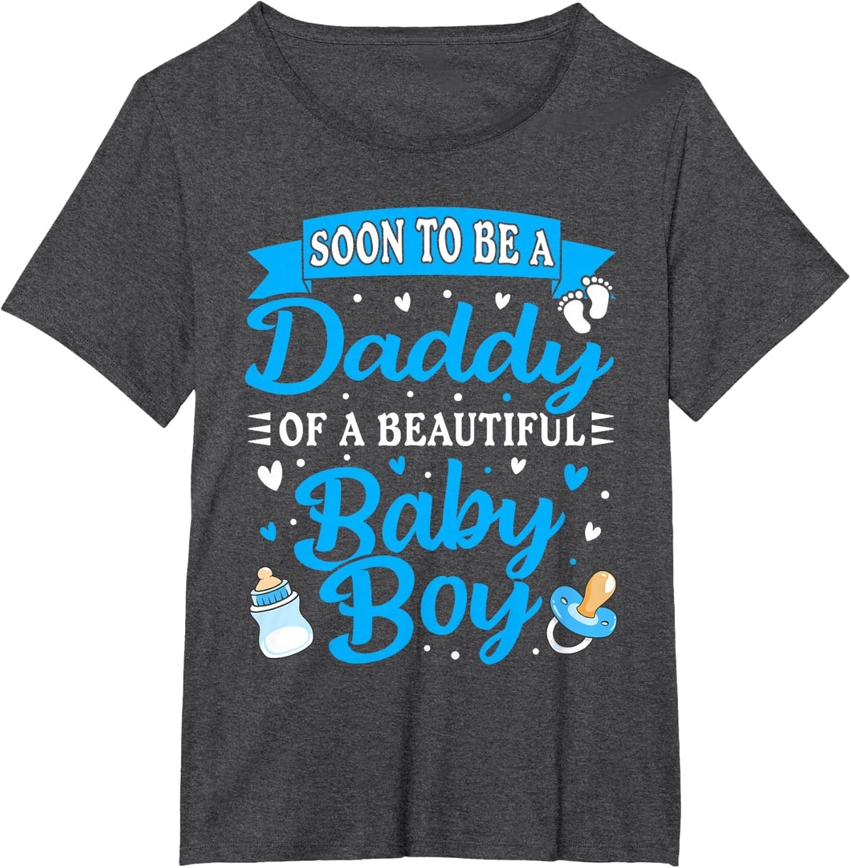 Soon To Be Daddy its a Boy, Boy Gender Reveal, New Dad Mens T-Shirt - Dark Heather Grey