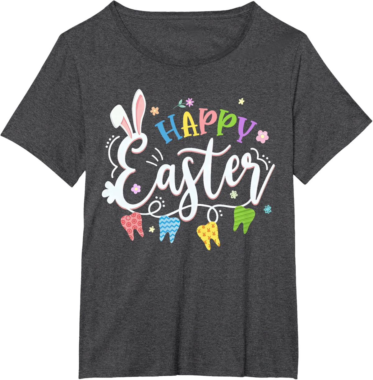 Happy Easter Dentist Bunny Teeth Dental Hygiene T-Shirt - Dark Heather Grey