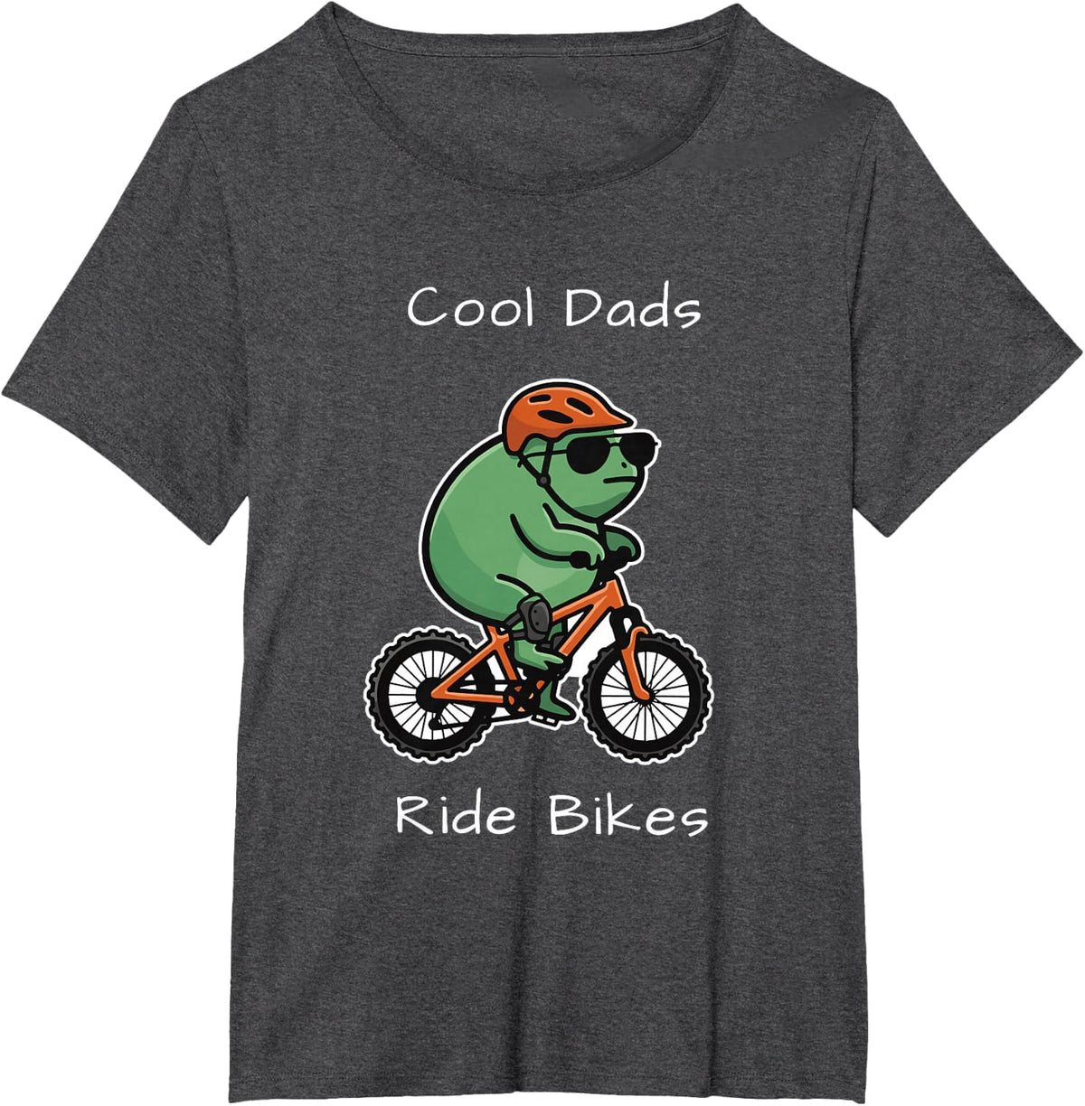 Cool Dads Ride Bikes Father's Day Mountain Biking Dad Frog T-Shirt - Dark Heather Grey
