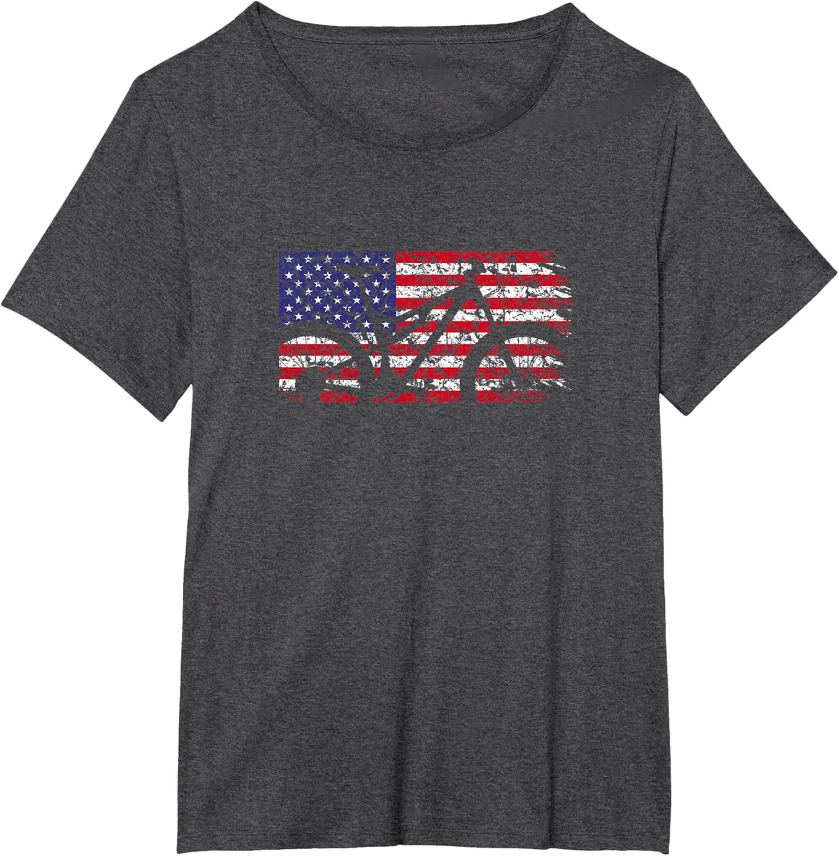 Mountain Bike American Flag Shirt - MTB USA Flag T-Shirt T-Shirt for Women Kids Men - Dark Heather Grey