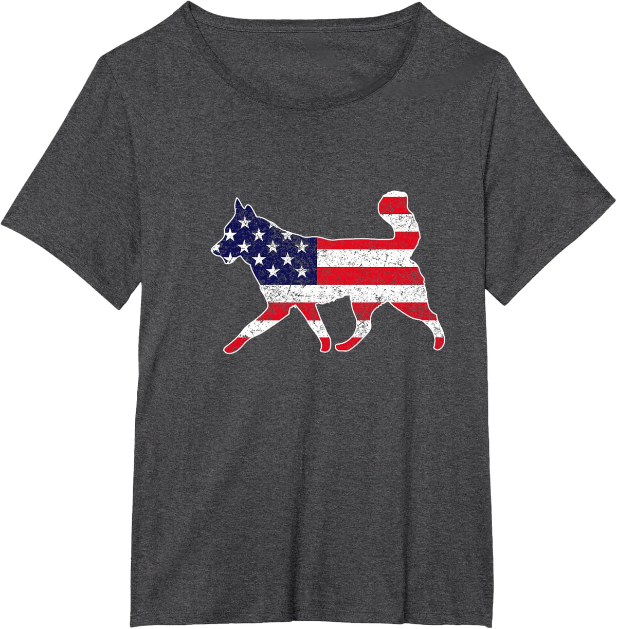 4th Of July Siberian Husky Dog Graphic Patriotic USA Flag T-Shirt - Dark Heather Grey