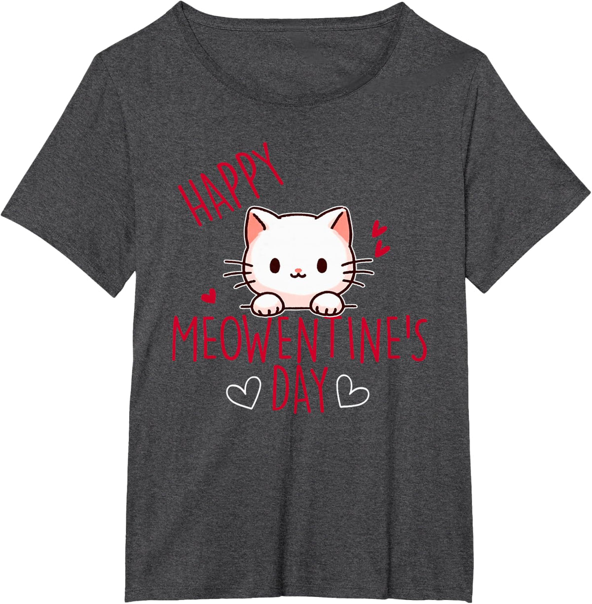 Cute Cat Valentine's Day Love for Girls Kitty Quote T-Shirt - Dark Heather Grey